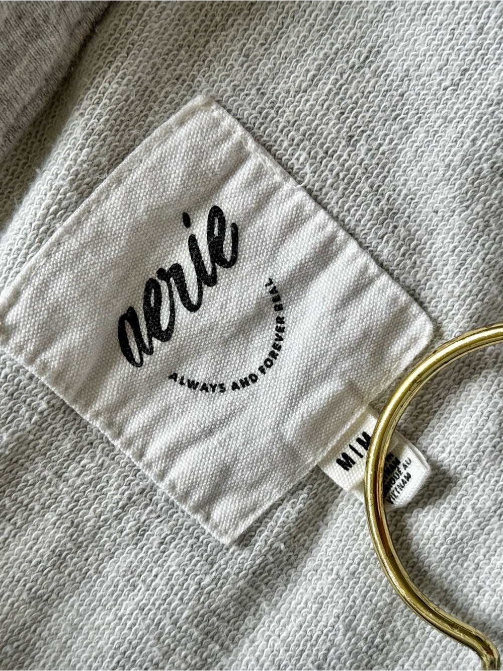 Aerie 100% Cotton Take It Easy Popover Polo Sweatshirt, Medium Heather Grey – M - Picture 7 of 8